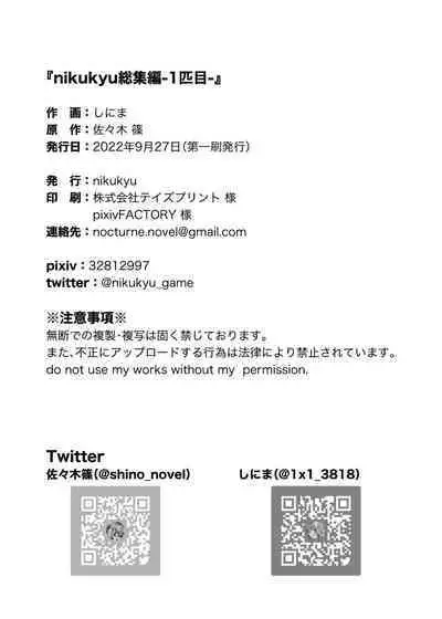 [nikukyu (Shinima, Sasaki Shino)] nikukyu Soushuuhen -1-hikime- [Digital]