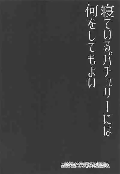 Neteiru Patchouli ni wa Nani o Shite mo Yoi | You can do anything to sleeping Patchouli